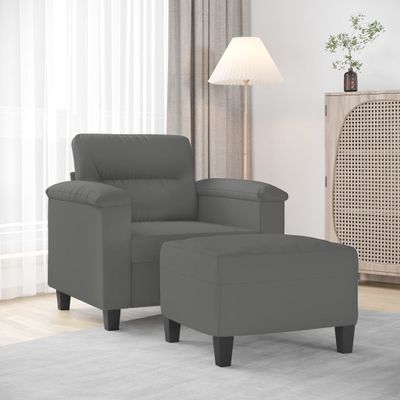 vidaXL Kreslo s podnožkou tmavosivé 60 cm mikrovlákno látkové