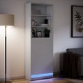 vidaXL Vysoká skrinka s LED biela 69x32,5x200 cm kompozitné drevo