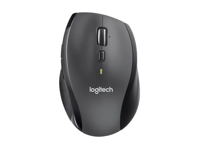 Logitech M705 Marathon/Kancelárska/Optická/Pre pravákov/1 000 DPI/Bezdrôtová USB/Čierna-šedá