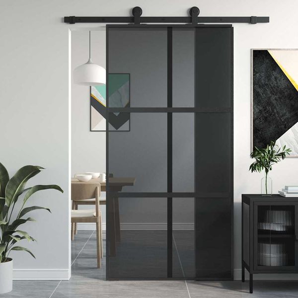 vidaXL Posuvné dvere čierne 102,5x205 cm tvrdené sklo a hliník