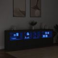 vidaXL Komoda s LED svetlami čierna 202x37x67 cm