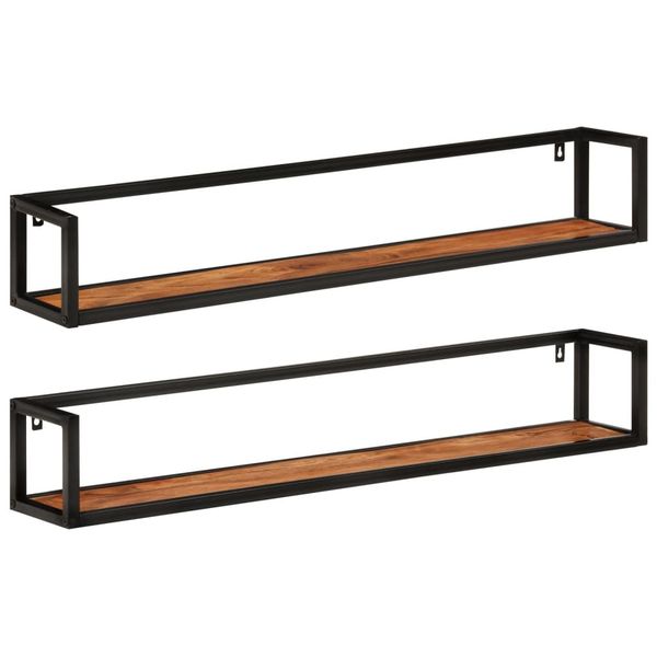 vidaXL Nástenné skrinky 2 ks 110x17x17 cm masívna akácia a železo