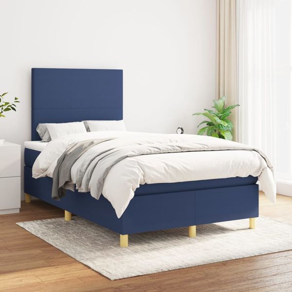 vidaXL Boxspring posteľ s matracom modrá 120x200 cm látka