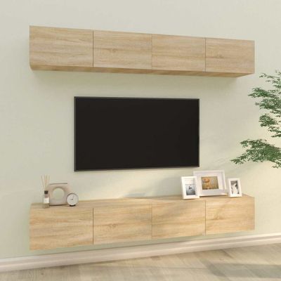 vidaXL Nástenné TV skrinky 4 ks dub sonoma 100x30x30 cm