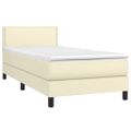vidaXL Boxspring posteľ s matracom a LED krémová 100x200 cm umelá koža