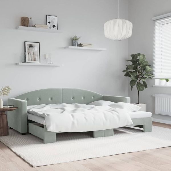 vidaXL Denná posteľ s rozkladacou posteľou bledosivá 80x200 cm zamat