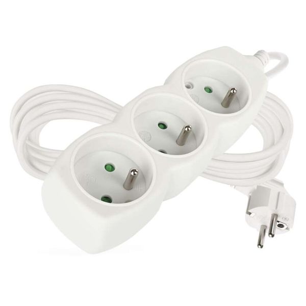 Predlžovací kábel 5 m / 3 zásuvky / biely / PVC / 1,5 mm2