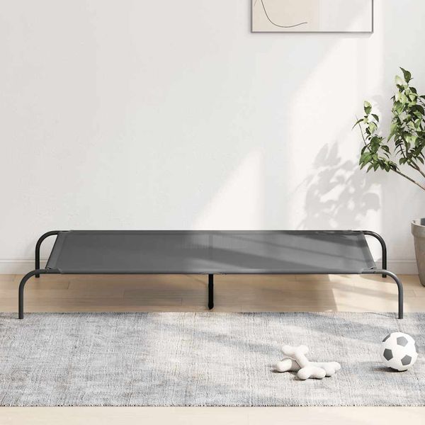 vidaXL vyvýšená posteľ pre psa sivá 150x90x20 cm textil a oceľ