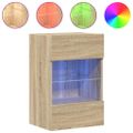 vidaXL Nástenné skrinky s LED osvetlením pre TV 2 ks dub sonoma 40x30x60,5cm
