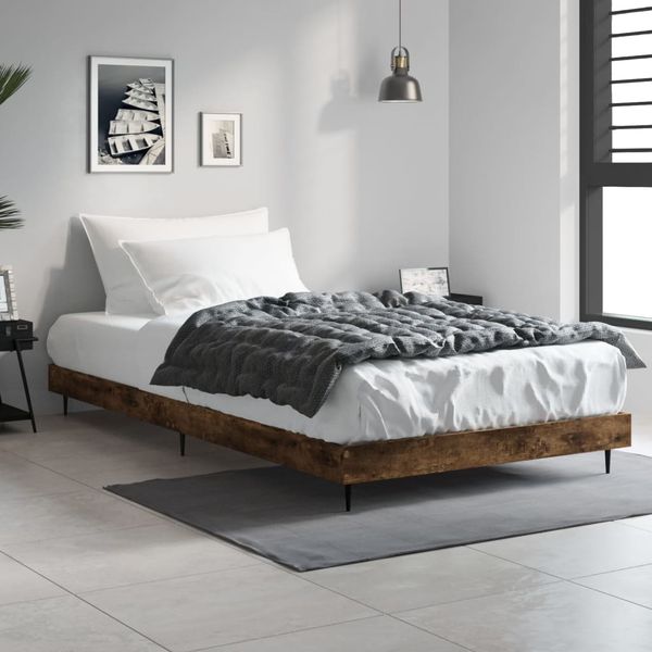 vidaXL Posteľný rám bez matraca dymový dub 90x190 cm kompozitné drevo