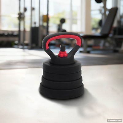 vidaXL 4-v-1 set činkových tyčí a kettlebellov 20 kg Čierna a červená