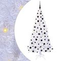 vidaXL Umelý vianočný stromček s 300 LED-i Biela 180 cm PVC a oceľ