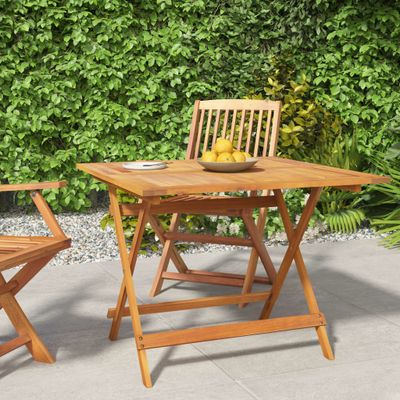 vidaXL Skladací záhradný stôl 90x90x75 cm akáciový masív