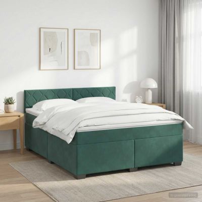 vidaXL Posteľ boxspring s matracom Tmavozelená 140 x 200 cm Zamat