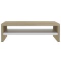 vidaXL Stojan na monitor biely a farby dubu sonoma 42x24x13 cm drevotrieska