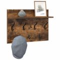 vidaXL Vešiak na stenu Nástenná montáž Dymová dub 60 x 40 x 12 cm