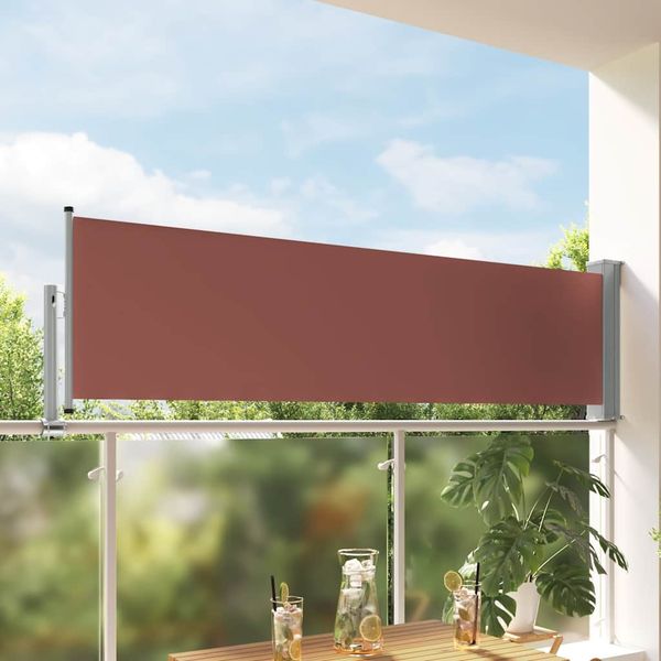 vidaXL Zaťahovacia bočná markíza na terasu 80x300 cm, hnedá
