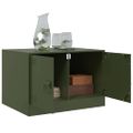 vidaXL Konferenčný stolík olivovo zelený 67x50x44 cm oceľ