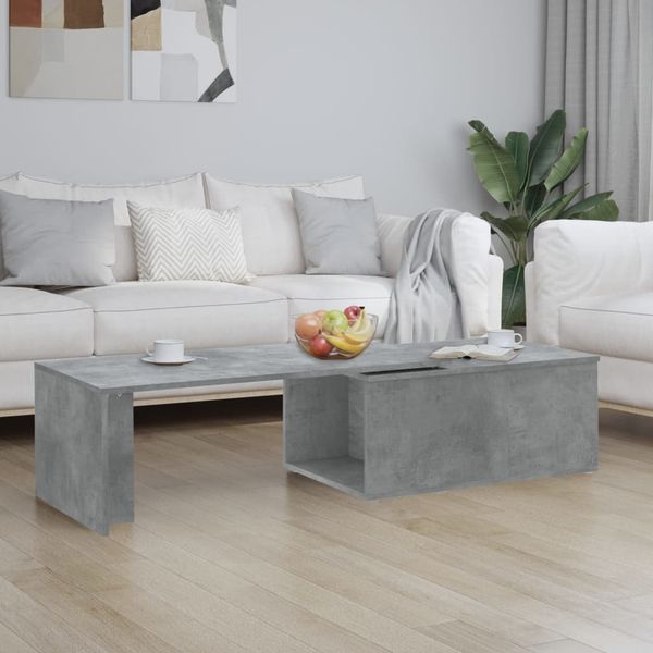 vidaXL Konferenčný stolík betónovo-sivý 150x50x35 cm drevotrieska