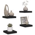 vidaXL Plávajúce nástenné police 4 ks, čierne 23x23,5x3,8 cm, MDF