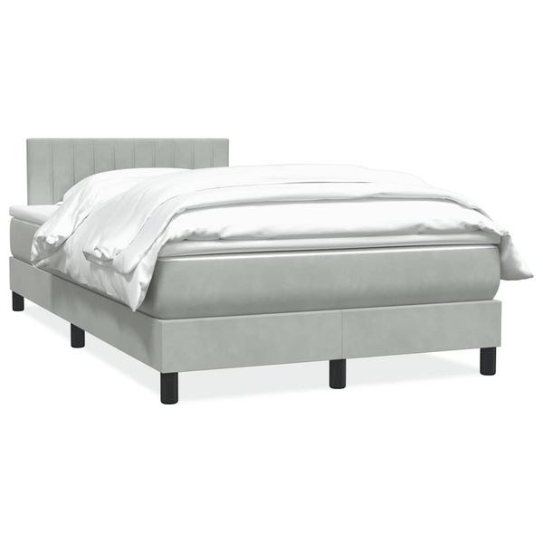 vidaXL Posteľný rám boxsping s matracom bledosivý 120x210 cm zamat