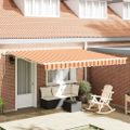 vidaXL Sklopná markíza Žltá a oranžová 400 × 300 cm Polyester a hliník
