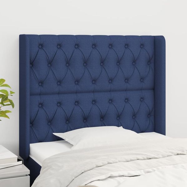 vidaXL Čelo postele so záhybmi modré 103 x 16 x 118/128 cm látka