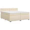 vidaXL Posteľ boxspring s matracom Krémová 200 x 200 cm Látka