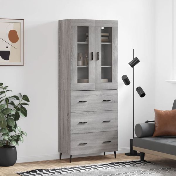 vidaXL Vysoká skrinka sivý dub sonoma 69,5x34x180 cm spracované drevo