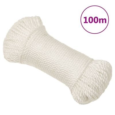 vidaXL Pracovné lano biele 8 mm 100 m polypropylén