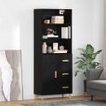 vidaXL Highboard Čierny dub 69,5 x 32,5 x 180 cm Kompozitné drevo