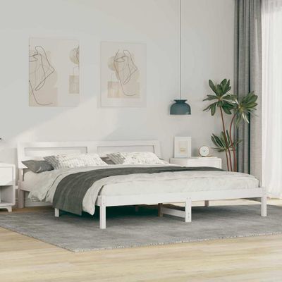 vidaXL Rám postele Biela 200 x 200 cm Masívne borovicové drevo