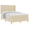 vidaXL Posteľ s pružinovým rámom s matracmi Krémová 140 x 190 cm látka