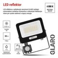 LED reflektor GLARO s pohybovým čidlom, 30 W, čierny, IP54, 3000 lm, neutrálna biela
