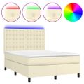 vidaXL Boxspring posteľ s matracom a LED krémová 140x190 cm umelá koža