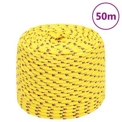 vidaXL Lodné lano žlté 8 mm 50 m polypropylén