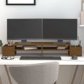 vidaXL Stojan na monitor medovo-hnedý 100x27,5x15 cm masívna borovica
