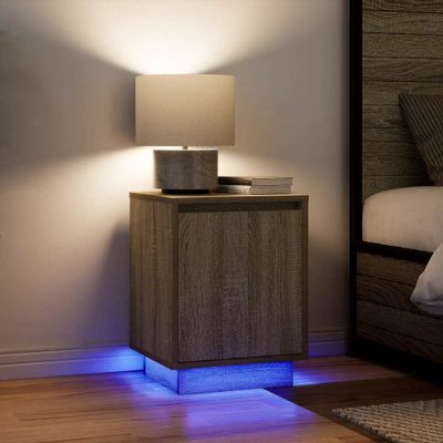 vidaXL Nočné skrinky s LED osvetlením 2 ks Dub sonoma 38x34x50 cm