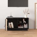 vidaXL TV skrinka čierna 70x34x40 cm borovicový masív