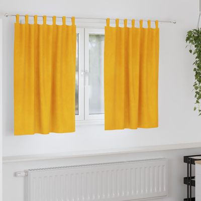vidaXL Zatemňovacie závesy 2 pcs Horčicová žltá 140 x 140 cm Zamat
