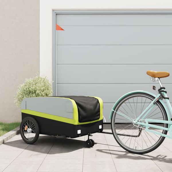 vidaXL Vozík za bicykel, čierno zelený 45 kg, železo