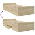 vidaXL Posteľný rám so zásuvkami dub sonoma 90x200 cm kompozitné drevo
