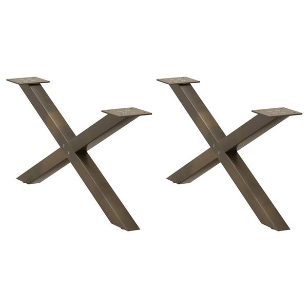 vidaXL Nohy konferenčného stolíka v tvare X, 2 ks, prírodná oceľ, 70 x (30-31) cm, oceľ