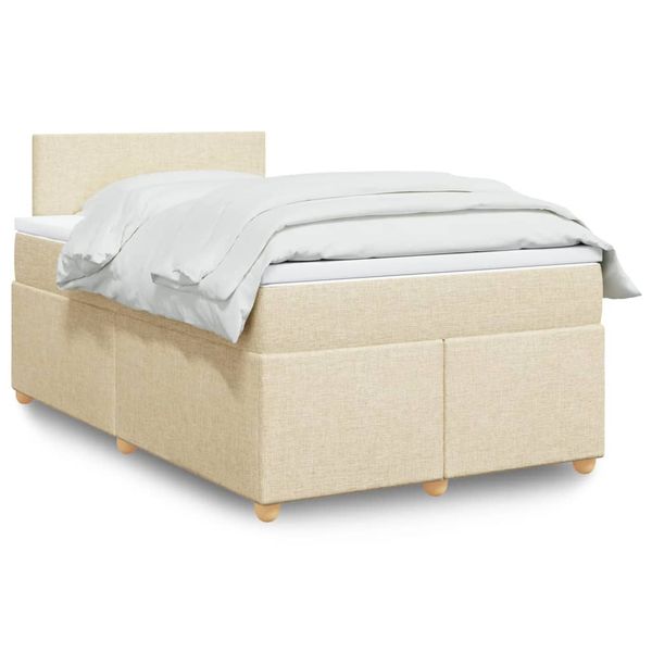 vidaXL Boxspring posteľ s matracom krémová 120x190 cm látka