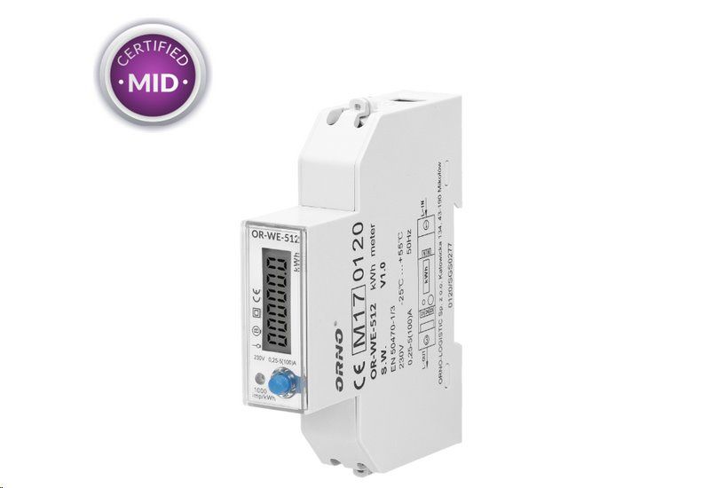 Elektromer 1F na DIN lištu digitálny ORNO OR-WE-524 100A
