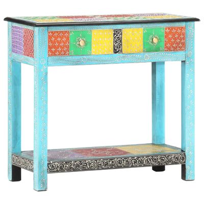 vidaXL Ručne maľovaný konzolový stolík 80x35x75 cm mangovníkový masív