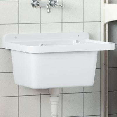 vidaXL Umývadlo na montáž na stenu biele 50x35x24 cm živica