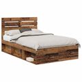 vidaXL Rám postele Staré drevo 135 x 190 cm Masívne borovicové drevo