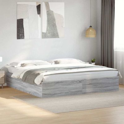 vidaXL Posteľný rám sivý dub sonoma 200x200 cm kompozitné drevo