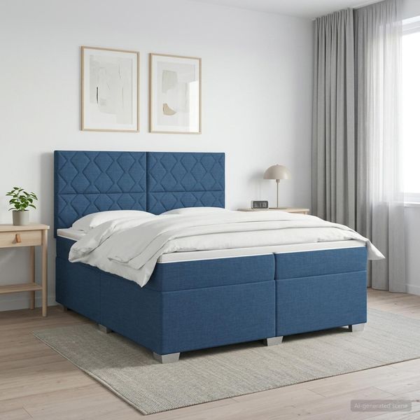 vidaXL Posteľ boxspring s matracom Modrá 200 x 200 cm Látka